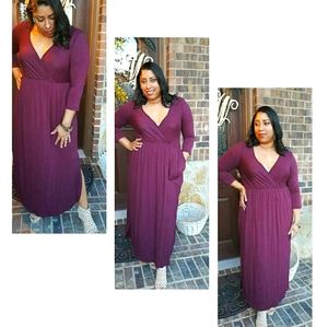 Side split pocket maxi dress